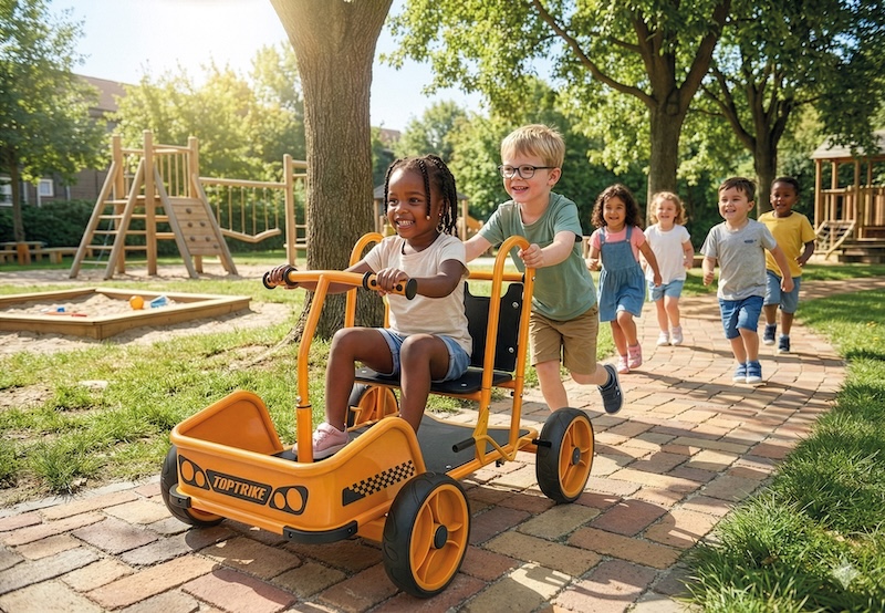 zone dynamique dans une cour d’école pour jeux collectifs